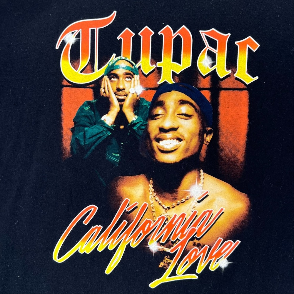 TUPAC SHAKUR California Love T Shirt Men XL Black Short Sleeve Rap Tee